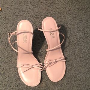 Andrew Stevens Blush Pink Bow Ankle-Strap Sandals